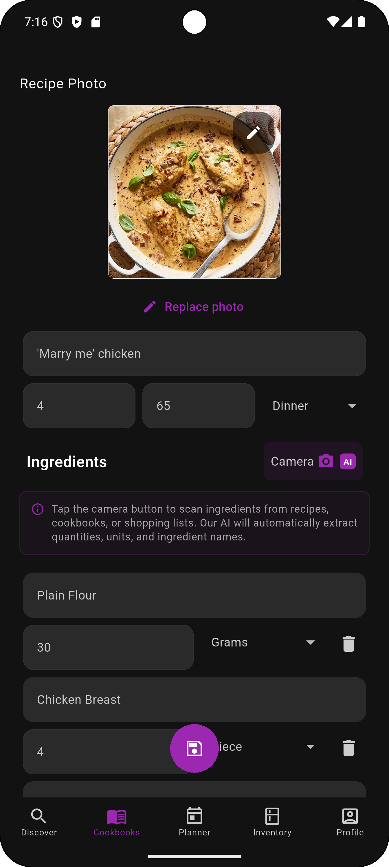 Editing Recipe Photos